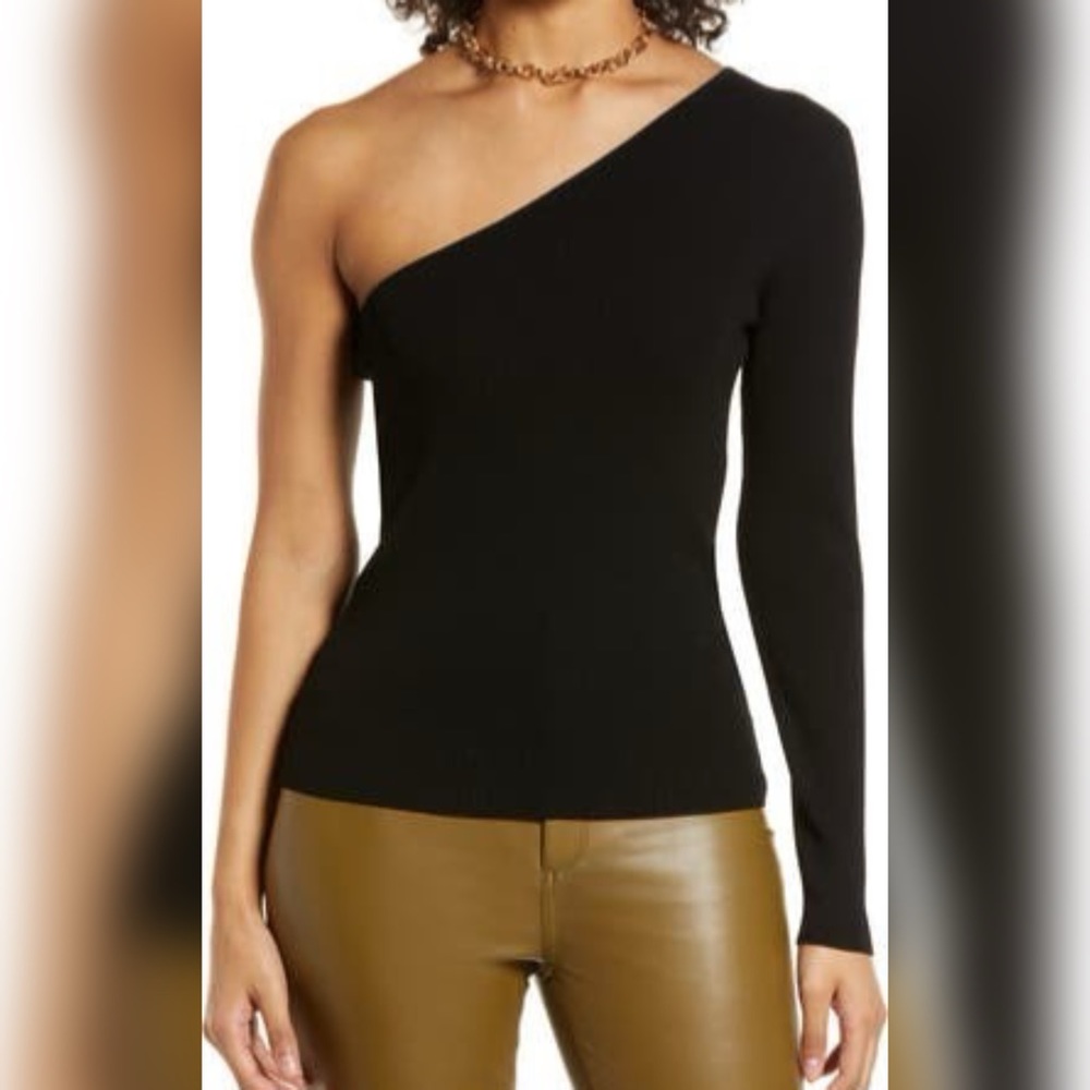 NWT Halogen One Sleeve Ribbed Top